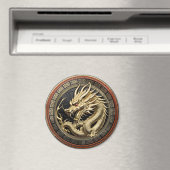 Aimant Médaillon de dragon oriental sacré en or (In Situ (Lave-vaisselle))