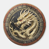 Aimant Médaillon de dragon oriental sacré en or (Devant)