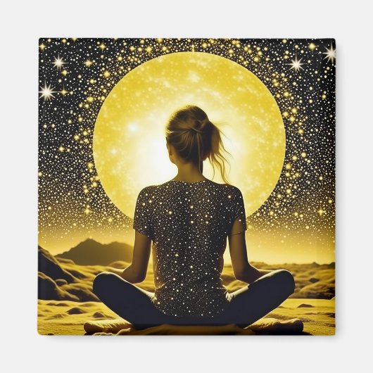 Aimant Méditation féminine sous la lune céleste (Devant)