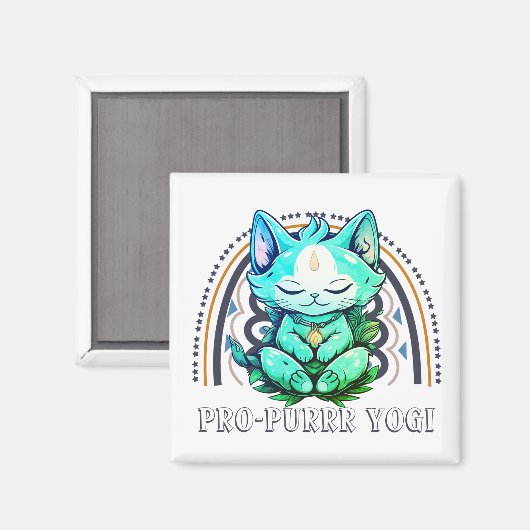 Aimant Méditation Yoga Amoureux des chats pro-purr Rainbo (Recto/Verso)