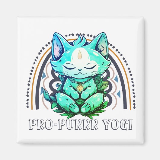 Aimant Méditation Yoga Amoureux des chats pro-purr Rainbo (Devant)