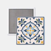 Aimant Mediterranean Floral Tile Pattern (Recto/Verso)