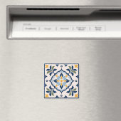 Aimant Mediterranean Floral Tile Pattern (In Situ (Lave-vaisselle))