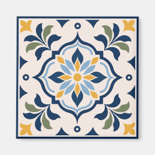 Aimant Mediterranean Floral Tile Pattern
