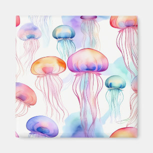 Aimant Méduse colorée abstraite d'aquarelle