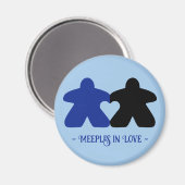 Aimant Meepes en amour, bleu et noir (Recto/Verso)