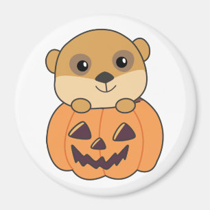 Aimant Meerkat En Citrouille Mets Animaux Joyeux Hallowee
