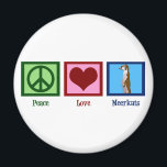 Aimant Meerkats d'amour pour la paix<br><div class="desc">Un signe de paix,  un coeur,  et un mignon meerkat. J'aime les cadeaux de Meerkats cool Peace Love.</div>