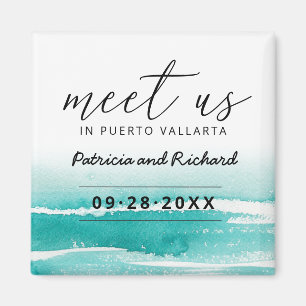 Aimant Meet Us In Destination Wedding Teal Save The Date