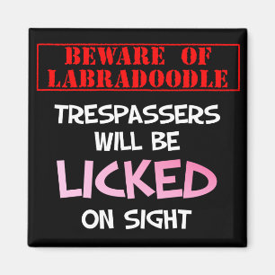 Aimant Méfiez-vous de l'aimant Labradoodle (noir)