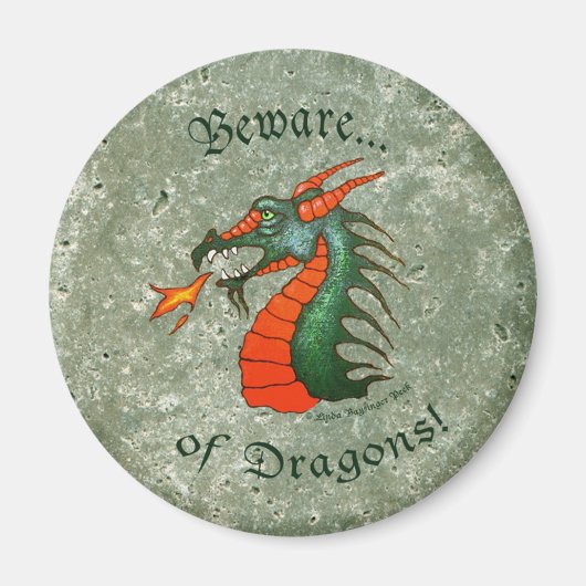 Aimant Méfiez-vous des dragons Pierre Vert (Devant)
