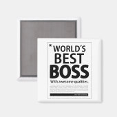 Aimant Meilleur Boss du monde, avec qualité Aweome (Recto/Verso)