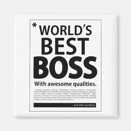 Aimant Meilleur Boss du monde, avec qualité Aweome (Devant)