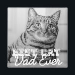 Aimant Meilleur Chat Papa Jamais Moderne Personnalisé Pho<br><div class="desc">Ce design simple et classique est composé de typographie serif et d'ajouter une photo personnalisée</div>
