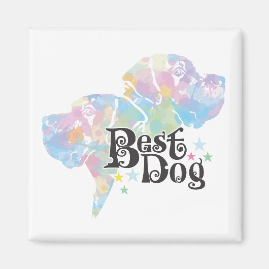 Aimant Meilleur chien "coloré" (Devant)