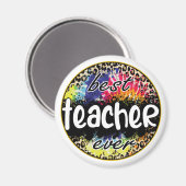 Aimant Meilleur enseignant jamais - Empreinte de léopard  (Recto/Verso)