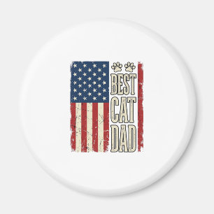 Aimant Meilleur Papa Chat Design de Chemise Vintage Flag_