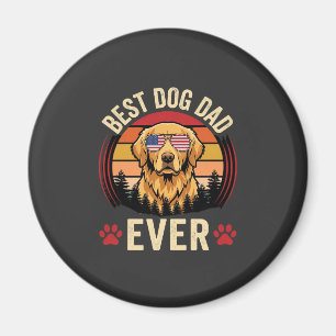 Aimant Meilleur papa chien de tous les temps Rétro Golden