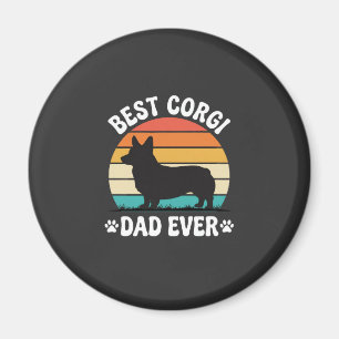 Aimant Meilleur papa Corgi Rétro de chien Ever