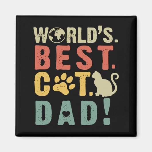 Aimant Meilleur papa de chat au monde (Devant)