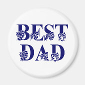 Aimant Meilleur papa, Drapeau bleu Texte (Devant)