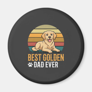 Aimant Meilleur Papa Golden Retriever Rétro Chien Incroya