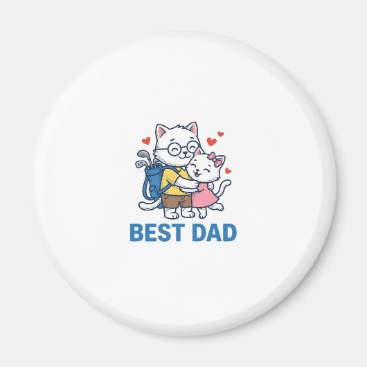 Aimant Meilleur Papa Golf Chat Câlin Mignon Design Vector (Devant)