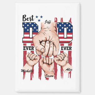 Aimant Meilleur Papa Jamais - Fist Bump USA Drapeau - 3 E