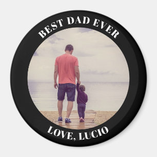Aimant Meilleur papa photo personnalisée noir