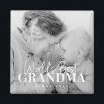 Aimant Meilleure grand-mère du monde depuis 20XX Photo si<br><div class="desc">Ce design simple et moderne est composé d'une typographie serif et cursive et d'ajouter une photo personnalisée</div>