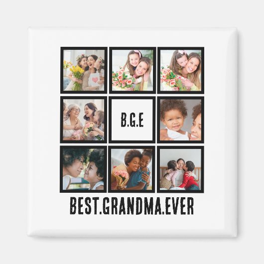Aimant Meilleure grand-mère personnalisée Ever 8 Collage (Devant)
