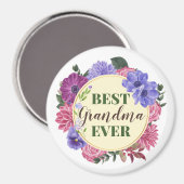 Aimant Meilleure Grandma Jamais couronnes florales (Recto/Verso)