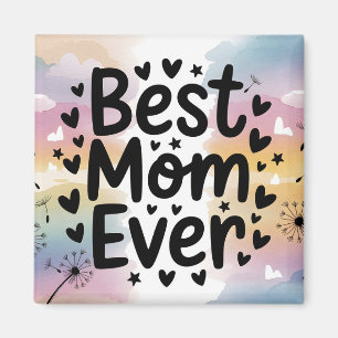 Aimant Meilleure maman colorée Toujours Aquarelle Coeurs