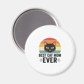 Aimant Meilleure Maman de Chat Retro Visage de Chat Desig (Recto/Verso)