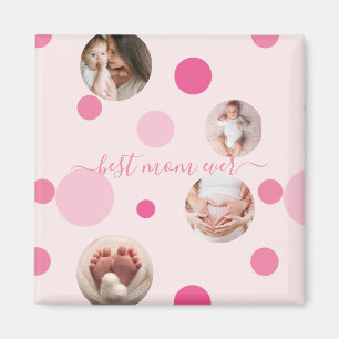 Aimant Meilleure maman de la Fête des Mères Photo pois ro
