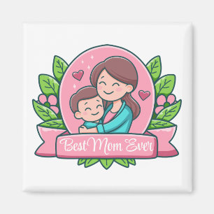 Aimant Meilleure Maman du Monde, Maman et Enfant, Personn