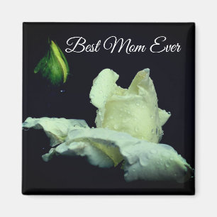 Aimant Meilleure maman jamais blanc Rosebud Flower