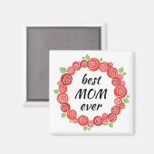 Aimant Meilleure maman jamais roses rouges portant la mèr (Recto/Verso)