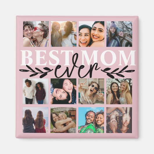 Aimant Meilleure maman Jour Blush Pink Photo Collage (Devant)