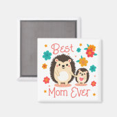 Aimant Meilleure Maman Qui Soit Mère et Bébé Hérisson (Recto/Verso)