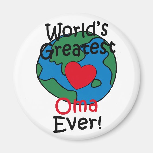 Aimant Meilleure Oma Cœur du Monde (Devant)