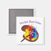 Aimant Meilleure Soeur Cute Artist Palette du monde (Recto/Verso)