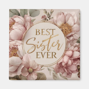 Aimant MEILLEURE soeur JAMAIS" Design floral élégant