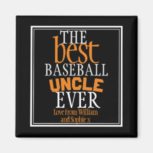 Aimant Meilleure typographie Oncle de baseball noir