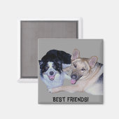 Aimant Meilleurs amis Bordure Collie & Berger allemand (Recto/Verso)