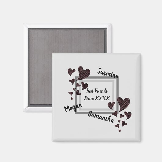 Aimant Meilleurs amis Bright Red Heart Long amitié (Recto/Verso)