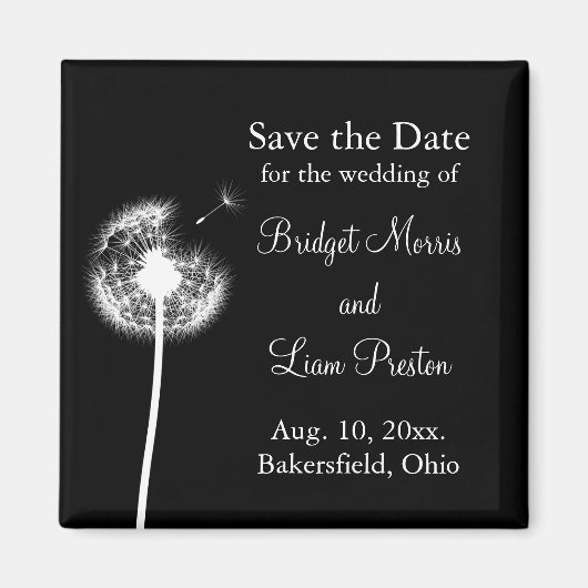 Aimant Meilleurs voeux ! Enregistrer la date (en noir) (Devant)