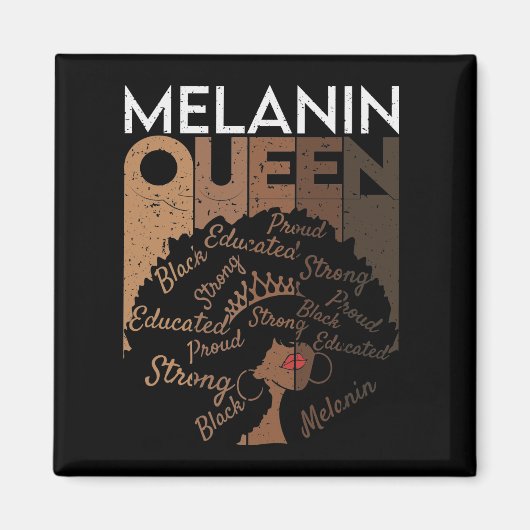 Aimant Melanin Afro Queen Word Art (Devant)