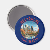 Aimant Melbourne Australie Retro Cercle désorganisé (Recto/Verso)