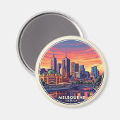 Aimant Melbourne Australie Skyline Voyage (Recto/Verso)